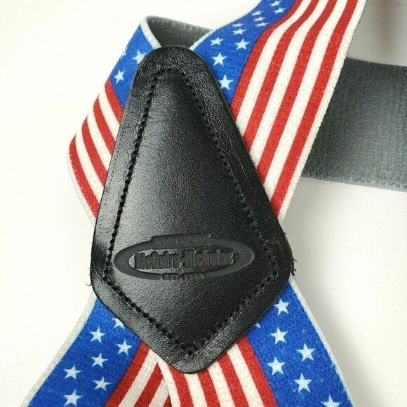 Patriotic Suspenders McGuire Nicholas Workwear Red White & Blue Stars Stripes 2" - Picture 4 of 4